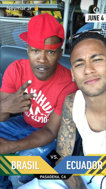 Neymar e Jamie Foxx (Foto: Reprodução/SnapChat)