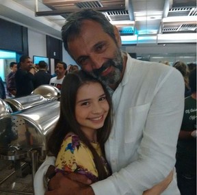 Milena Melo com Domingos Montagner nos bastidores de Sete Vidas (Foto: Reprodução/Instagram)