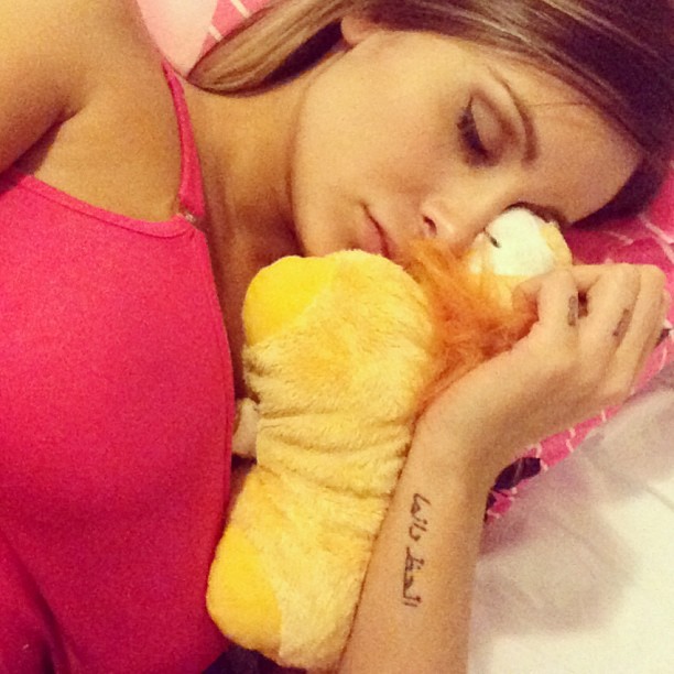 Com suspeita de dengue, Andressa Urach fica de cama e abraça bichinho de pelúcia (Foto: Instagram)