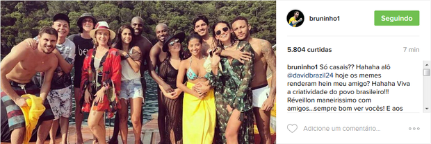 Bruninho comenta memes de foto com David Brazil (Foto: Reprodução/Instagram)