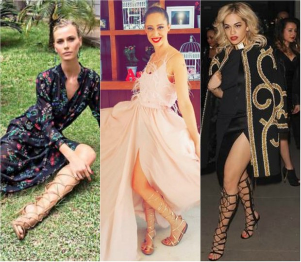 Renata Kuerten, Talytha Pugliesi e Rita Ora adoram usar sandálias gladiadoras no dia a dia  (Foto: Reprodução do Instagram)