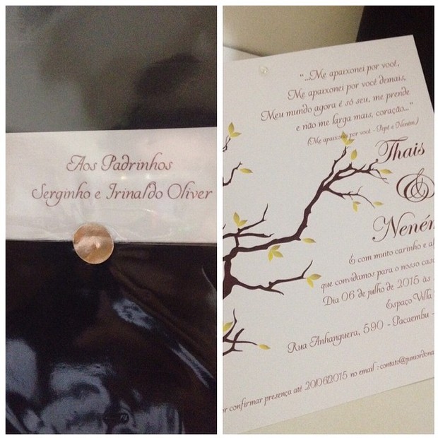 Convite do casamento de Neném (Foto: Reprodução/Instagram)