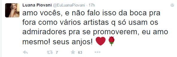 Luana Piovani ama seus fãs (Foto: Reprodução / Twitter)