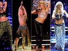 Brilhos, barriguinha de fora e muito preto: no aniversário de Shakira, confira o estilo da cantora