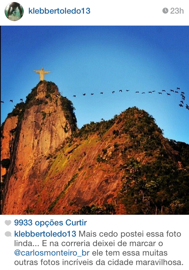 Klebber Toledo posta justificativa de foto sem crédito no instagram (Foto: Instagram / Reprodução)