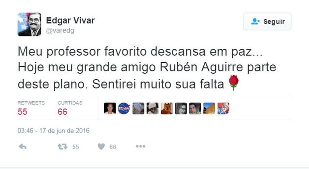 Edgar Vivar anuncia morte de Rubén Aguirre (Foto: Reprodução/Instagram)
