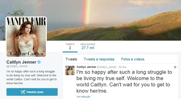 Novo Twitter de Caitlyn Jenner, ex-padrasto de Kim Kardashian (Foto: Reprodução/Twitter)
