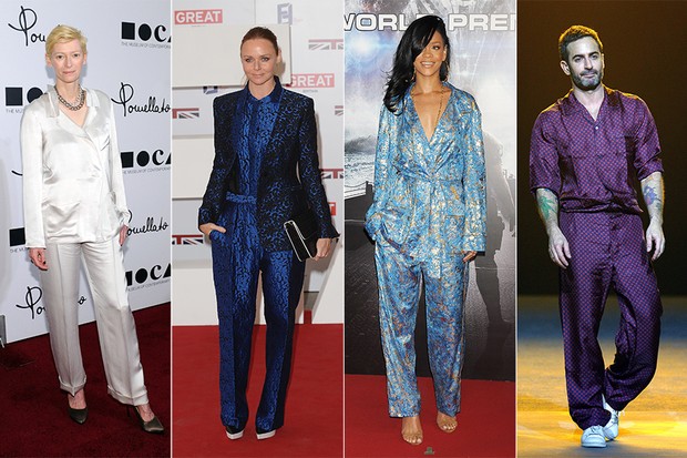 Famosas de pijamas - Tilda Swinton, Stella McCartney, Rihanna e Marc Jacobs (Foto: Getty Images)