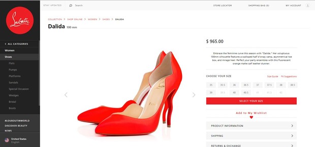 Sapato similar aos de Bruna Marquezine é vendido por R$2,8 mil no site da marca Christian Louboutin (Foto: Reprodução da Internet)