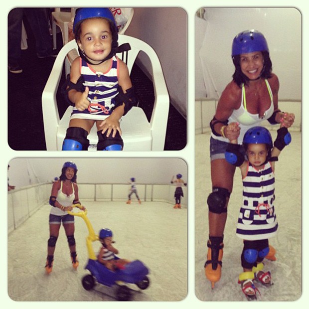 Scheila Carvalho patina com a filha (Foto: Instagram / Reprodução)