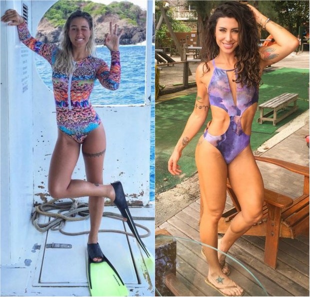 Gabriela Pugliesi e Jaque Khury usam maiô com estampa no verão 2016 (Foto: Reprodução do Instagram)