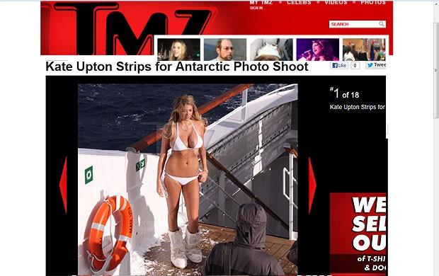 Kate Upton posa de biquíni na Antártida e enfrenta frio de 35 graus negativos (Foto: TMZ/Reprodução)