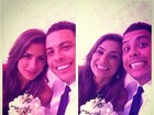 Paula Morais e Ronaldo vão a casamento e namorada pega 'buquê'