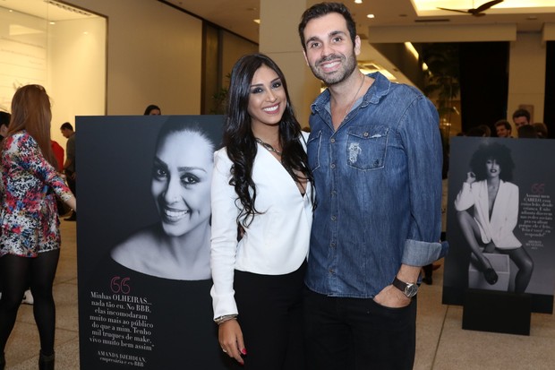 Ex-BBB Amanda com o namorado, o empresário Gustavo Bernardes, em evento em São Paulo (Foto: Thiago Duran/ Ag. News)