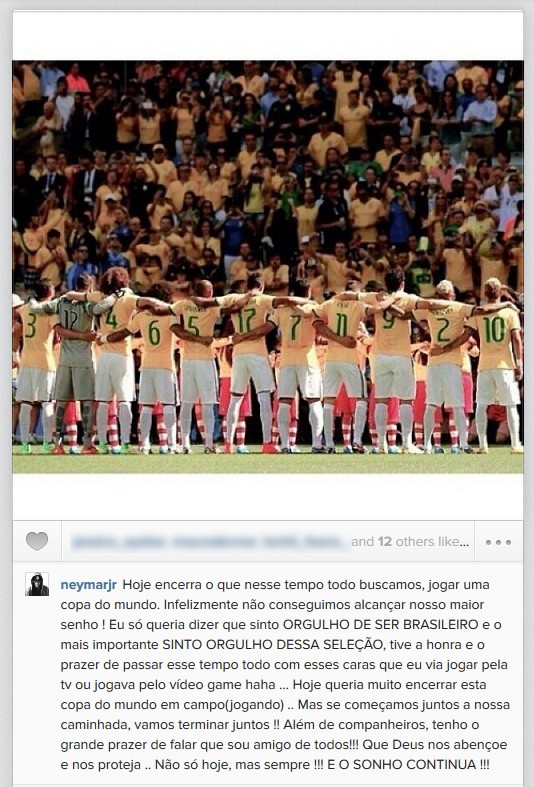 Neymar posta mensagem antes de jogo contra a Holanda (Foto: Instagram / Reprodução)