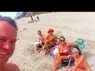 Susana Vieira curte praia com ex e atual nora nos Estados Unidos