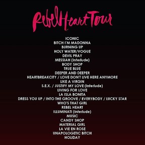Set list de da turnê Rebel heart, de Madonna (Foto: Instagram/ Reprodução)