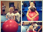 Carolina Dantas posta foto de Davi Lucca 'fazendo exercícios'