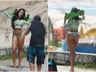 Aline Riscado exibe curvas em sessão de fotos em praia no Rio