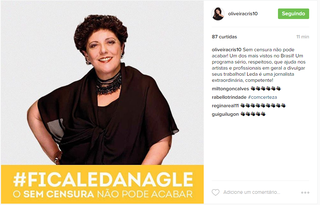 Famosos fazem campanha na web para permanência de Leda Nagle na TV Brasil (Foto: Reprodução/Instagram)