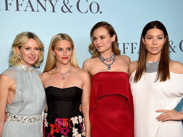 Naomi Watts, Reese Witherspoon, Diane Kruger e Jessica Biel em evento em Nova York, nos Estados Unidos (Foto: Dimitrios Kambouris/ Getty Images/ AFP)