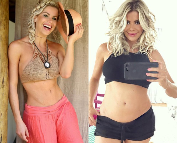 Karina Bacchi, antes e durante gravidez (Foto: Reprodução / Instagram)