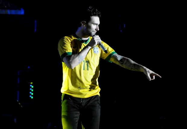 Adam Levine, do Maroon 5, em show em São Paulo (Foto: Francisco Cepeda/ Ag.News)