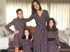 Vera Viel e filhas posam com roupas de estampas iguais no Dia das Mães