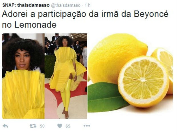 Solange Knowles usou um vestido bizarro e também virou meme (Foto: Reprodução/Twitter)