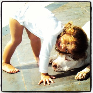 Ryng, o pitbull de Luize Altenhofen, e a filha dela, Greta (Foto: Reprodução/ Instagram)