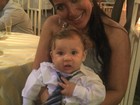 Filho de Priscila Pires usa terninho em casamento
