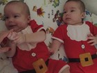 Luana Piovani mostra os gêmeos vestidos com roupinhas de Natal