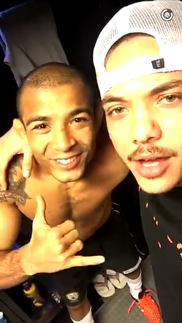 José Aldo e Wesley Safadão  (Foto: Snapchat / Reprodução)