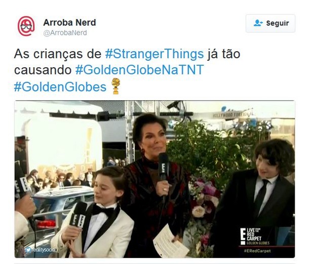 Elenco infantil de Stranger Things chama atenção no Globo de Ouro  (Foto: Twitter / Reprodução)