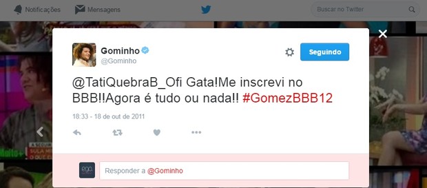 @Gominho (Foto: Reprodução/Twitter)