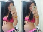 Mulher de Pepê faz selfie exibindo o barrigão de grávida: 'Conto os dias'