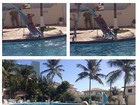 Mulher Moranguinho 'faz cavalinho' em Naldo em piscina de hotel