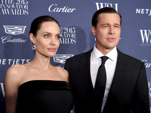 Angelina Jolie e Brad Pitt em premiação em Nova York, nos Estados Unidos (Foto: Dimitrios Kambouris/ Getty Images/ AFP)