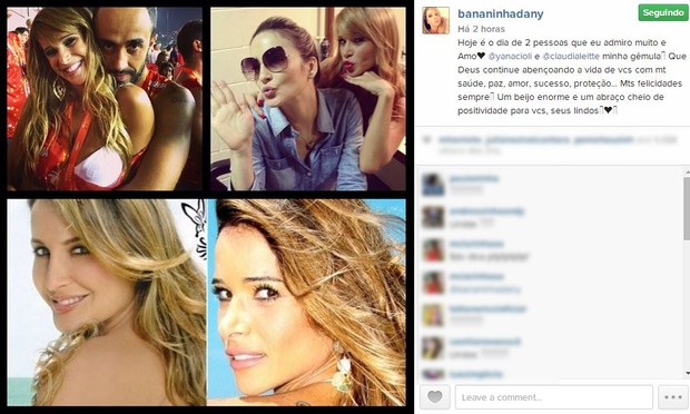Dany Bananinha manda parabéns para Claudia Leitte (Foto: Instagram / Reprodução)