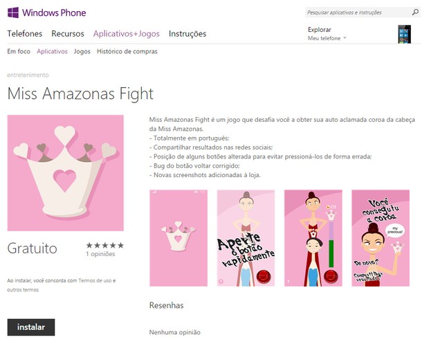 Aplicativo Miss Amazonas Fight (Foto: Reprodução)