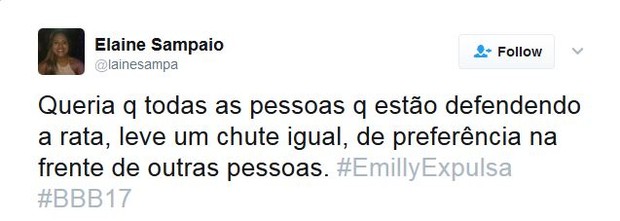 Internautas pedem expulsão de Emily (Foto: Twitter / Reprodução)
