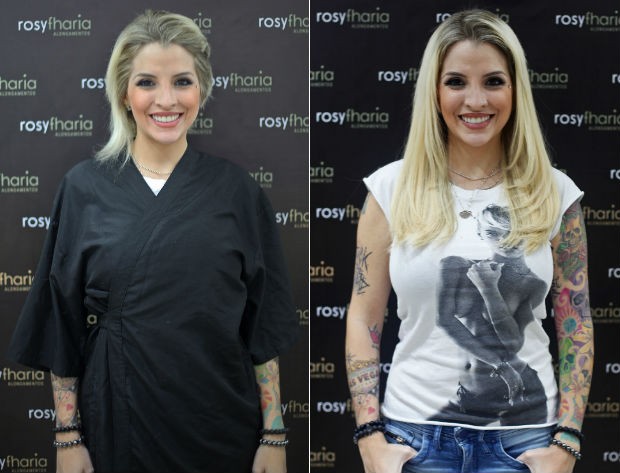 Clara Aguilar: antes e depois do alongamento capilar (Foto: Divulgação/Lótus Comunicação)