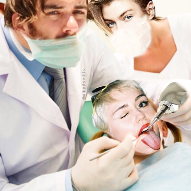 Miley Cyrus posta montagem com dentistas (Foto: Reprodução/Instagram)