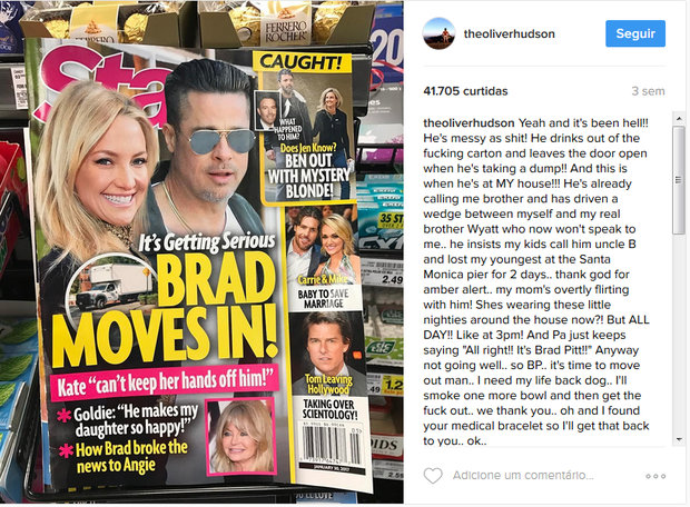 Irmão de Kate Husdon ironiza notícia de revista (Foto: Reprodução/Instagram)
