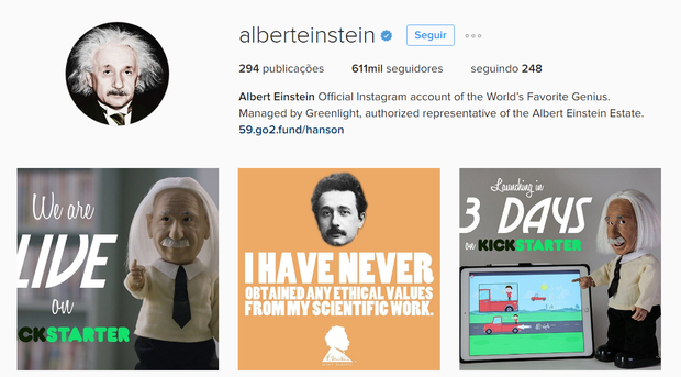 Instagram de Albert Einstein (Foto: Reprodução / Instagram)