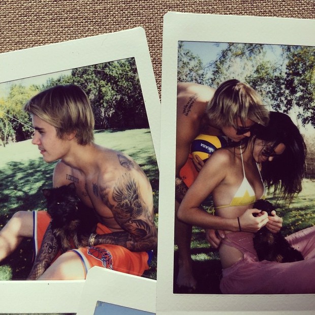 Kendall Jenner recebe o carinho de Justin Bieber (Foto: Instagram/ Reprodução)