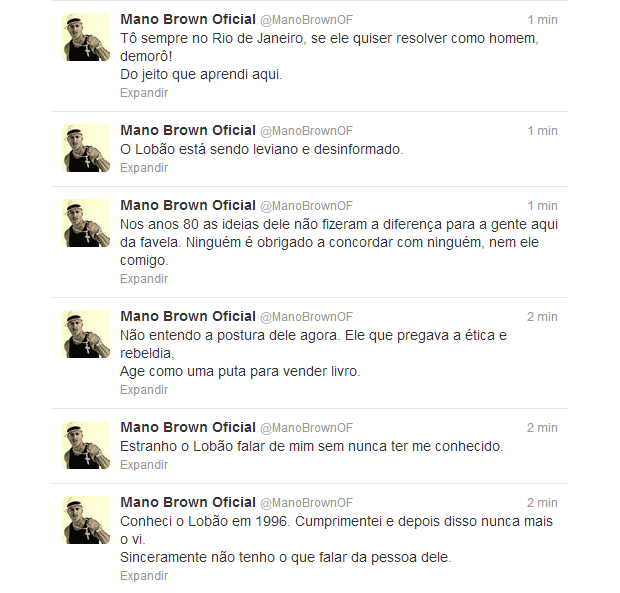 Mano Brown rebate críticas de Lobão (Foto: Twitter / Reprodução)