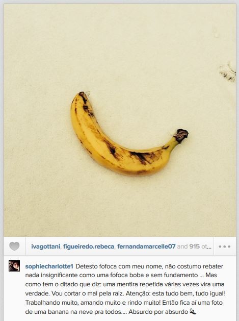 Sophie Charlotte posta foto de banana na neve (Foto: Instagram / Reprodução)