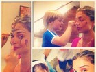Grazi Massafera tem rosto pintado por filha: 'Maquiagem para sexta'