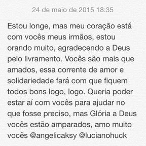 Preta Gil escreve mensagem para Angelica e Luciano Huck (Foto: Instagram / Reprodução)